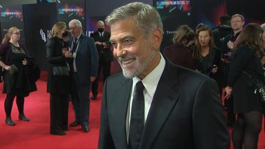 George Clooney red carpet interview at UK premiere of his film The Tender Bar